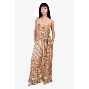 Burning Torch Brown Printed Jumpsuit Size XS